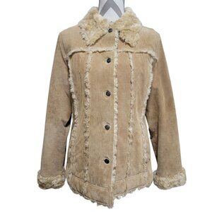Vintage Women’s Sz L Suede Sherpa Patchwork Penny Lane Wilson’s Coat Jacket